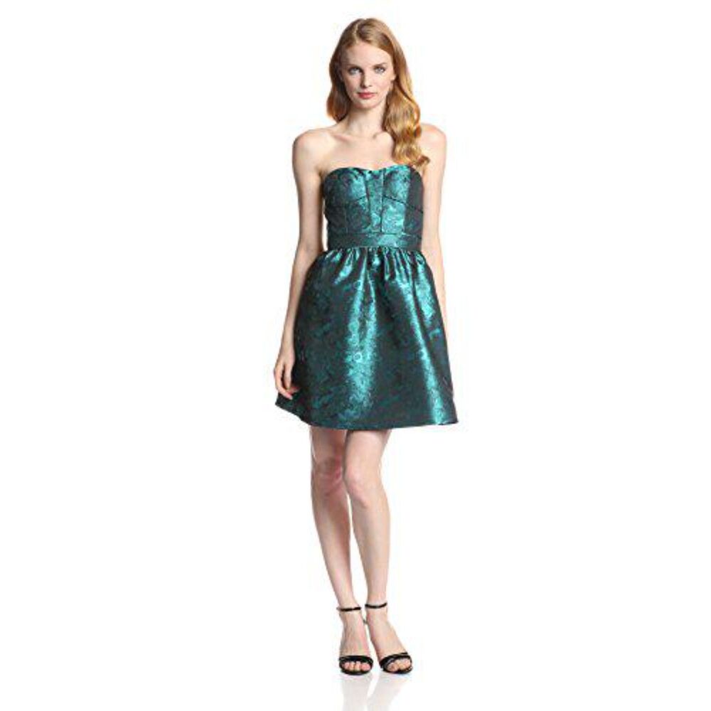 Aidan Mattox Strapless Jacquard Dress Size 2 Metallic NWOT
